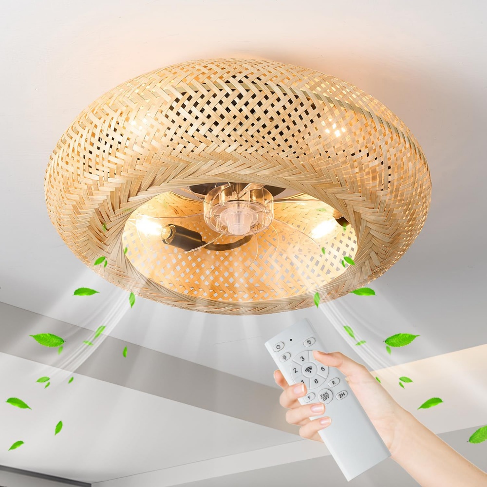Decor Lighting Ceiling Fans - Lampu Kipas Langit-langit Remote Control Bambu