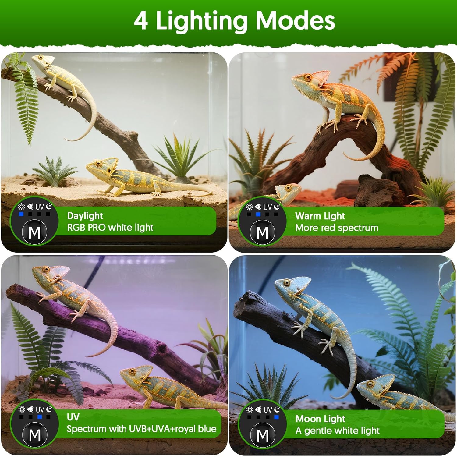 Lampu Reptil LED UVA UVB 24W d - Gecko Lighting & Decor ulasan dan harga