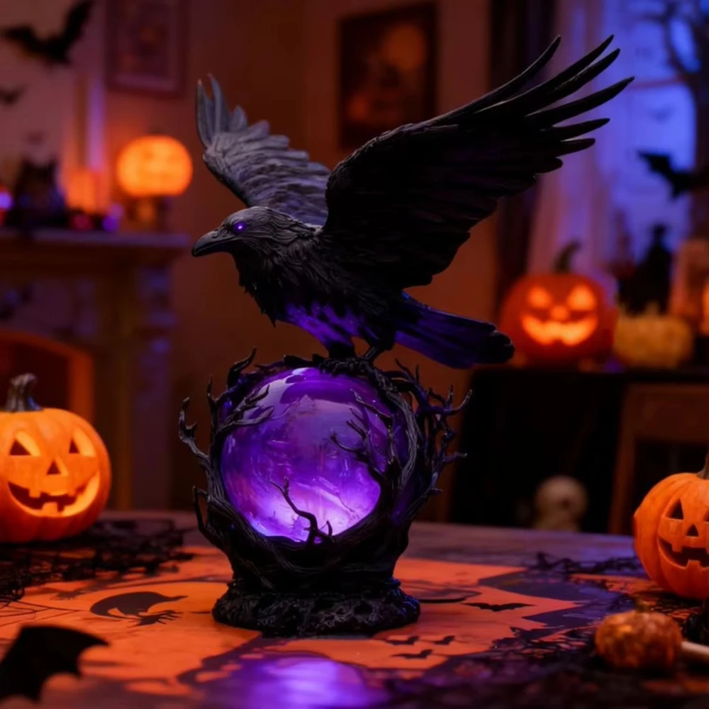 Lampu LED Gothic Raven Patung  - Unique Lighting Decor ulasan dan harga