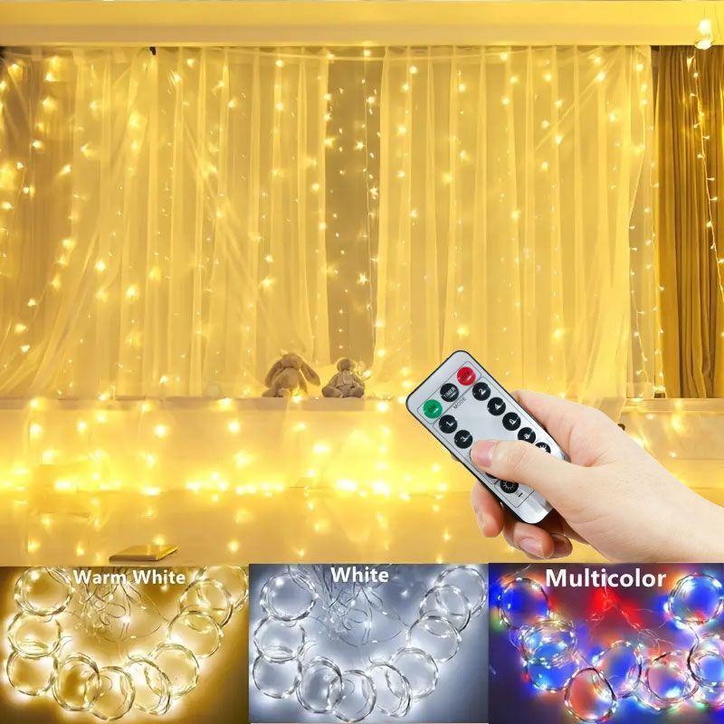 Lampu setrip LED tirai, 3/4/6m - Fairy Light Curtain ulasan dan harga